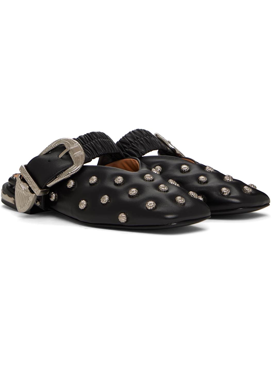 Black Studded Slippers - 4