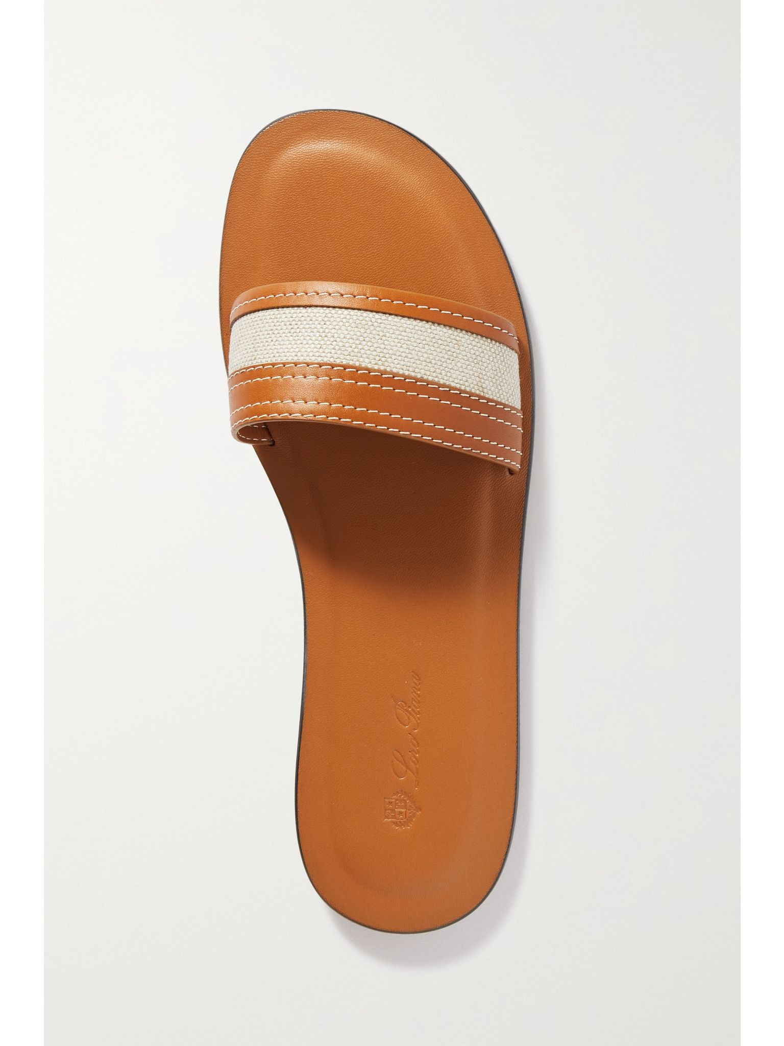 Tiki leather and canvas slides Tan - 5