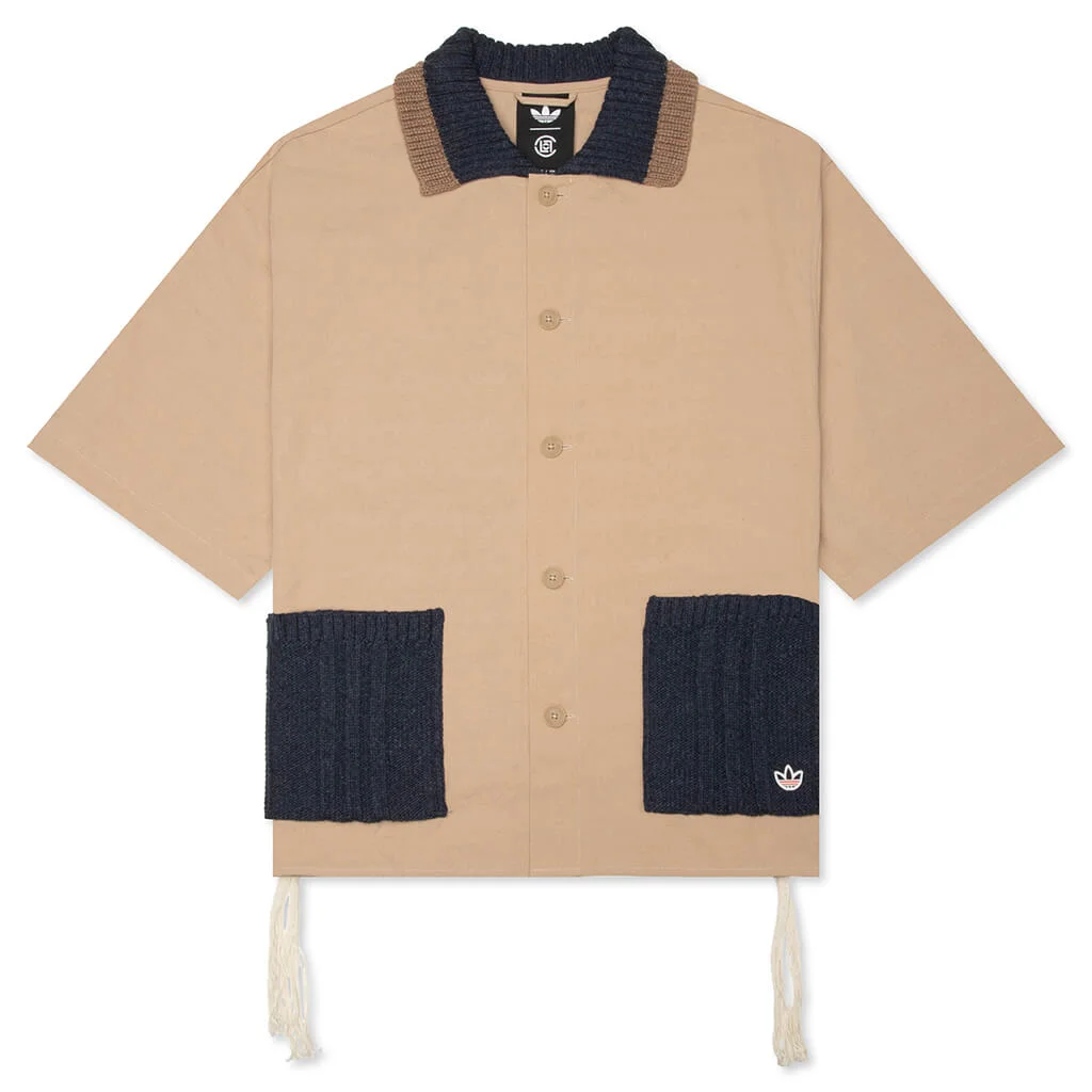 ADIDAS ORIGINALS X CLOT BY EDISON CHEN REDIFINED UTILITY SHORT SLEEVE SHIRT - WARM SANDSTONE - 1