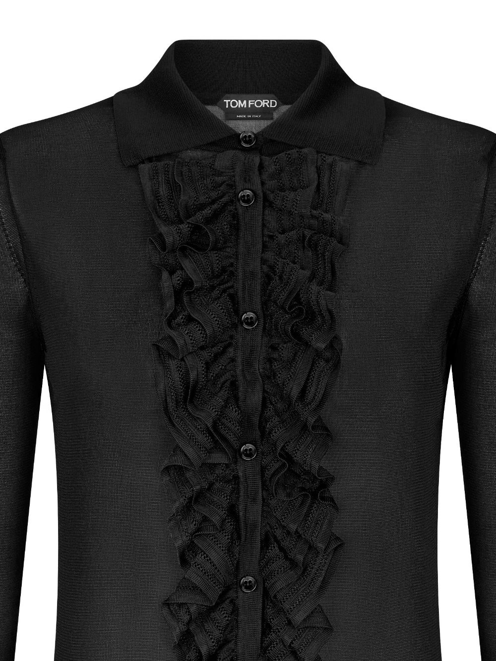 ruffle-panel long-sleeve shirt - 2