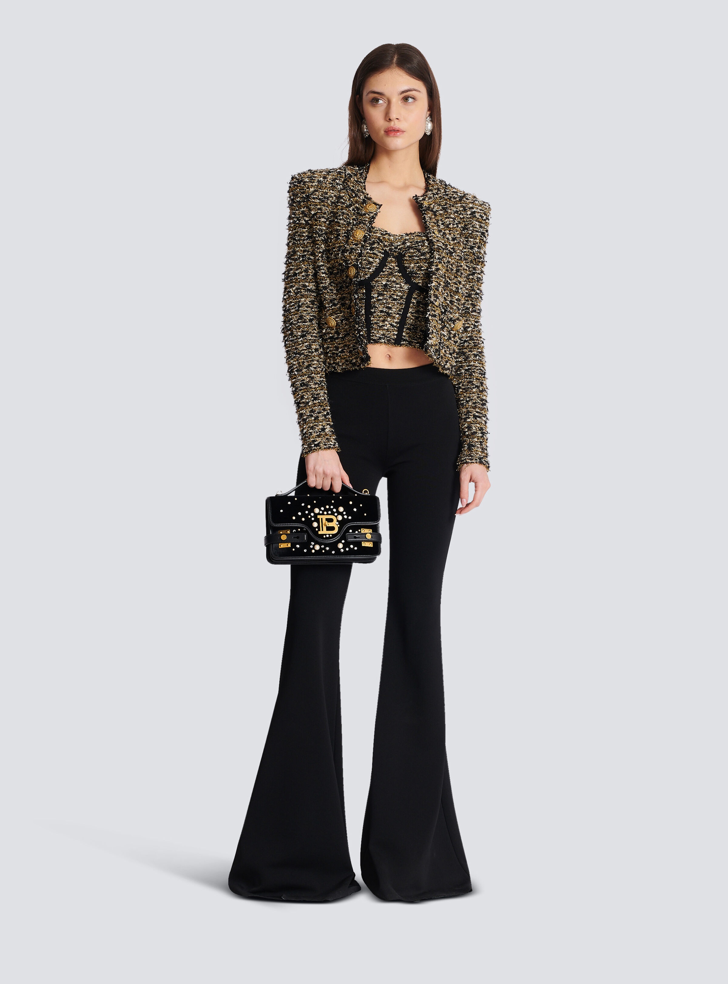 Cropped lurex tweed jacket - 2