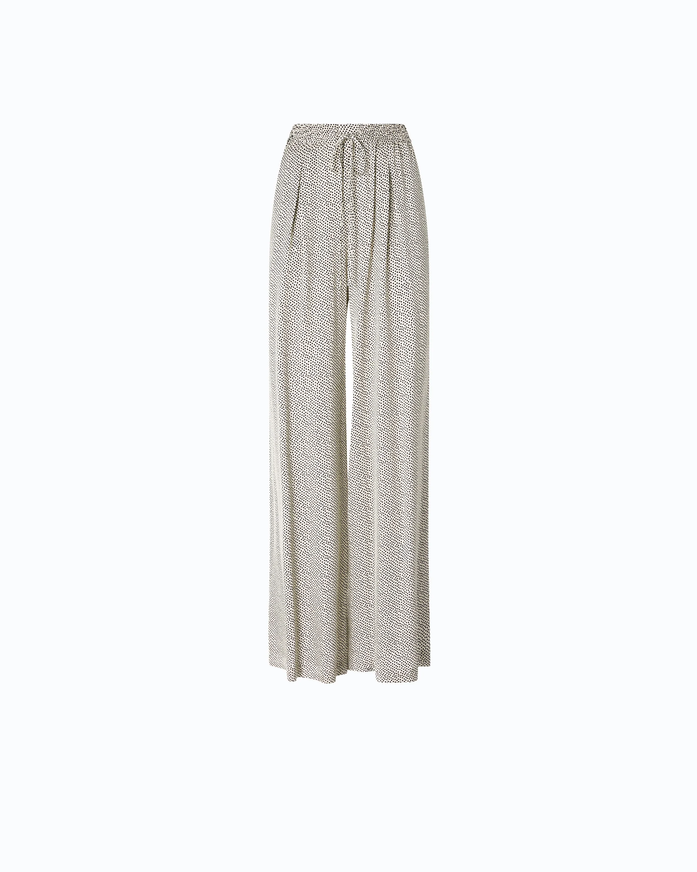 FLARED POLKA-DOT SATIN TROUSERS - 1