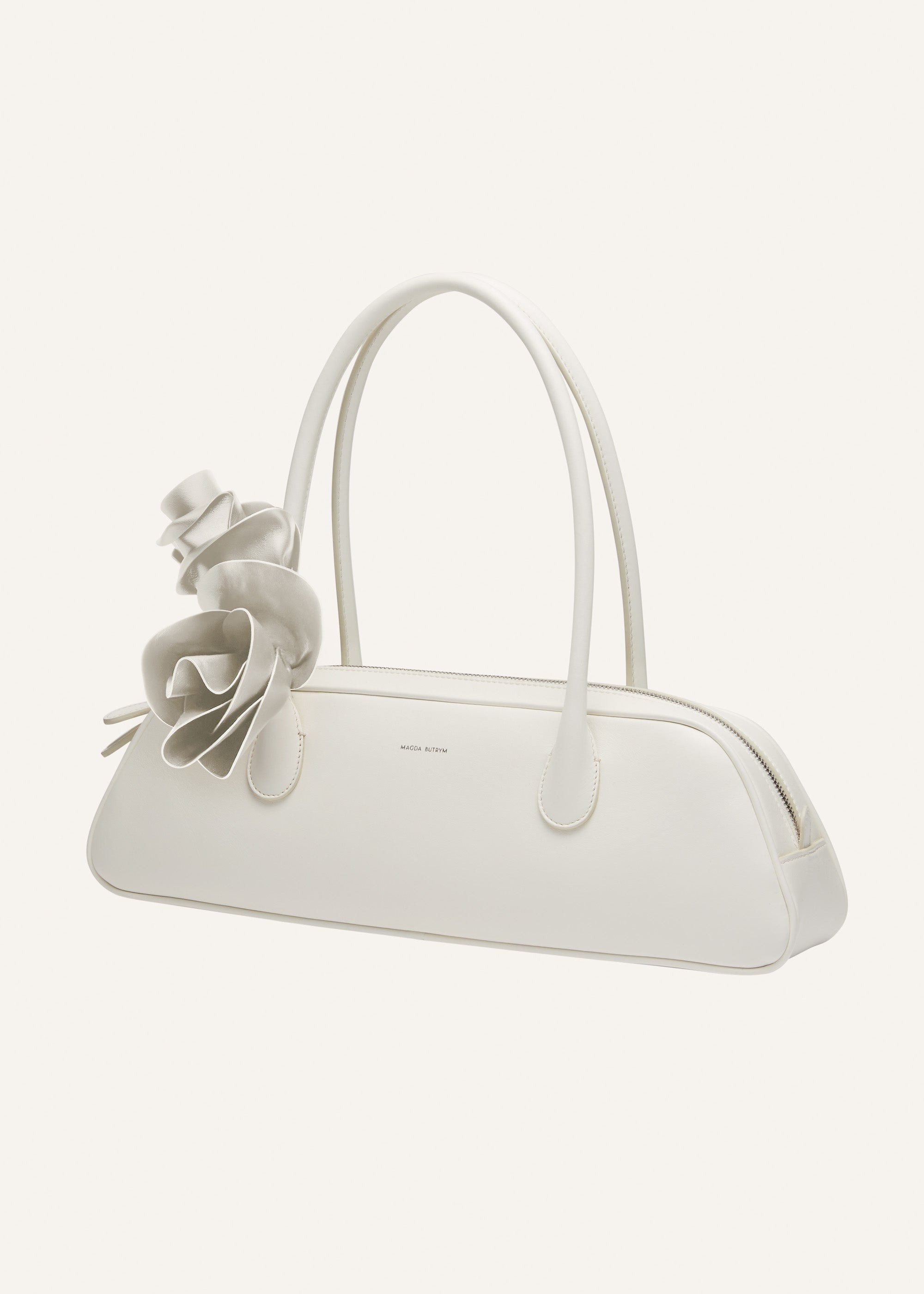 Brigitte trapeze bag in cream leather and silver - 2