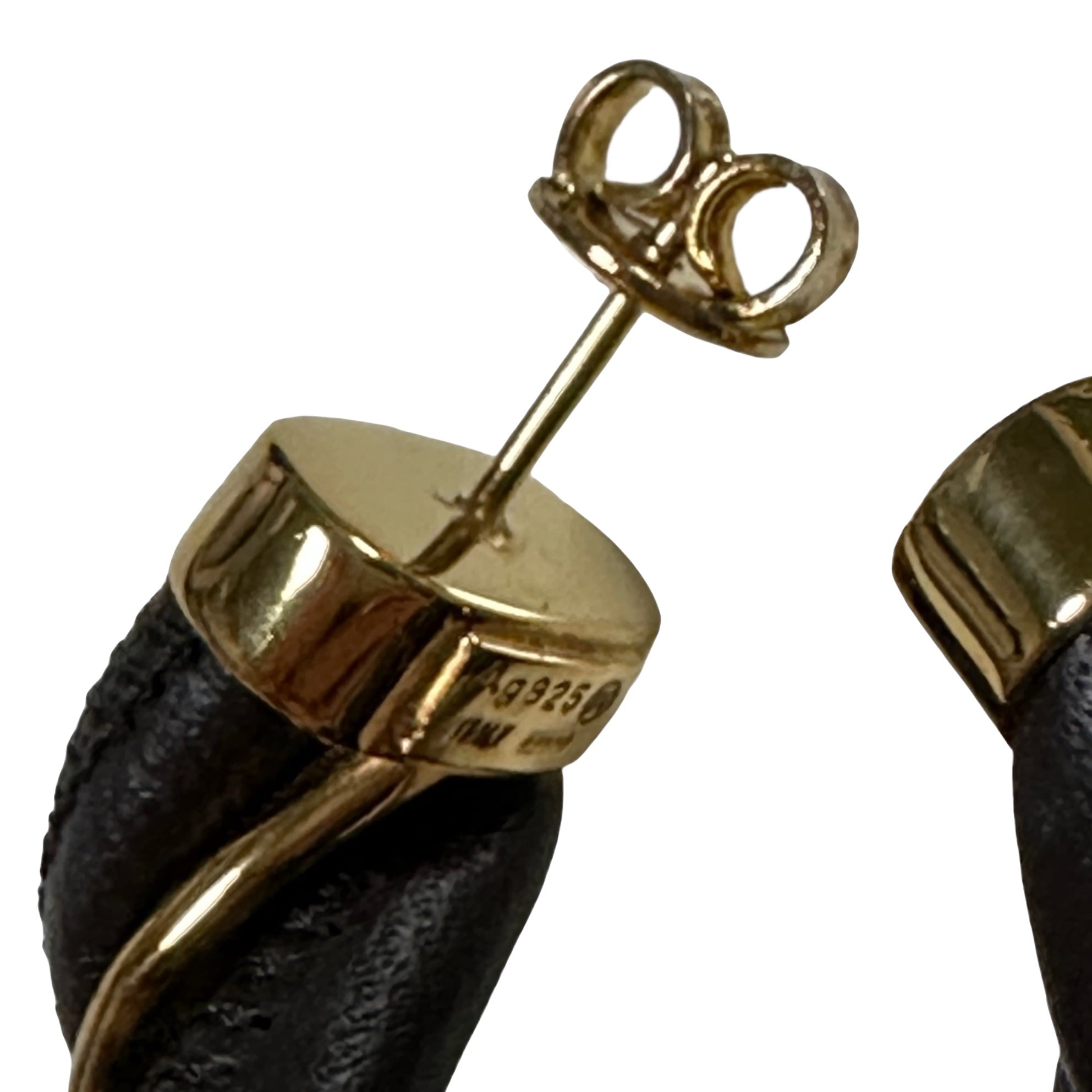 BOTTEGA VENETA Fall Winter 2020 Twist Gold-plated and Leather Hoop Earrings - 3