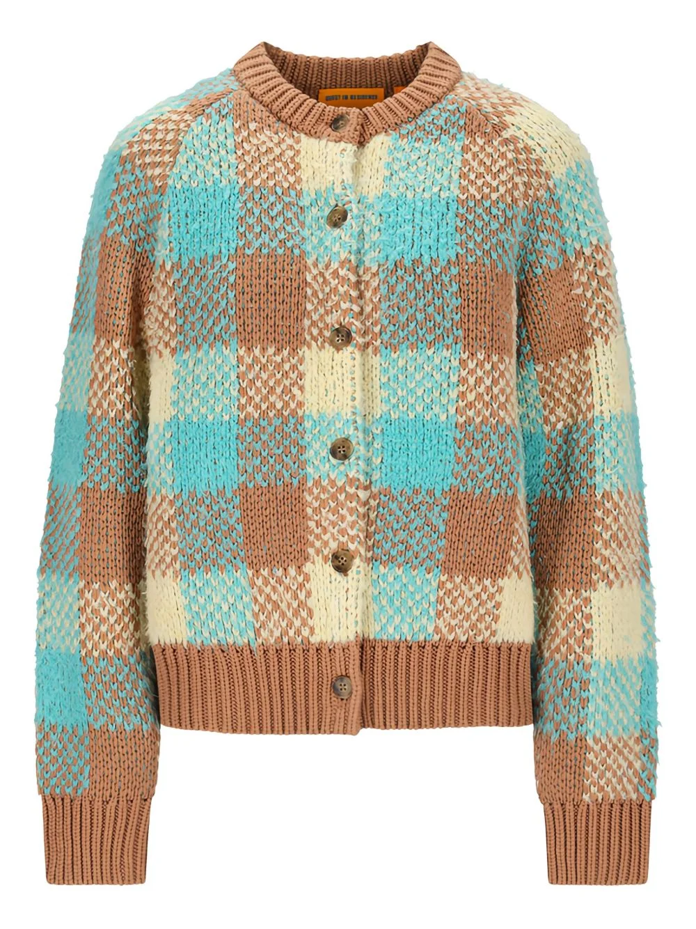check-pattern buttoned cardigan - 1