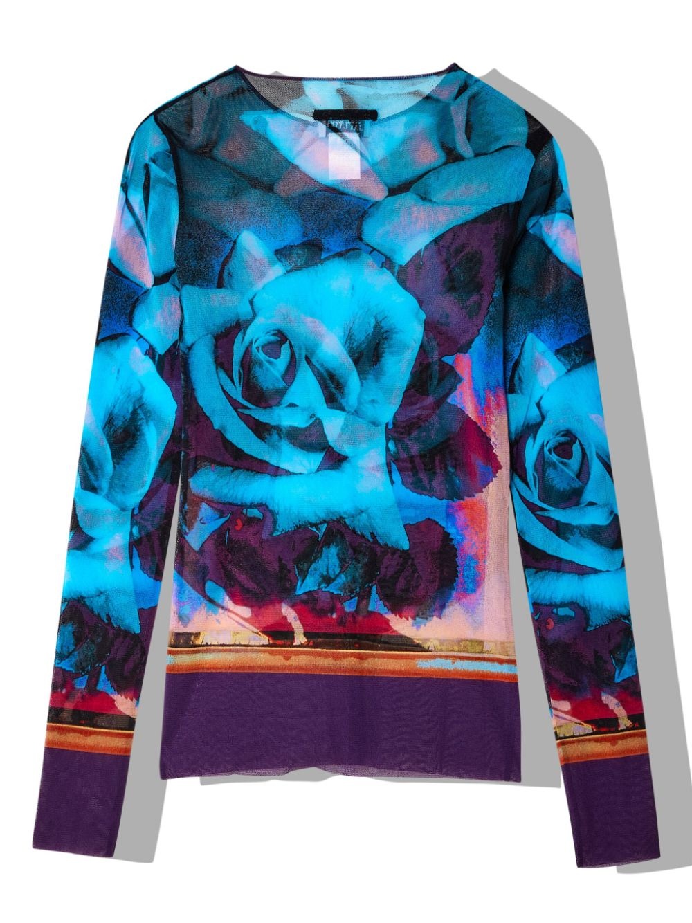 floral-print mesh T-shirt - 2