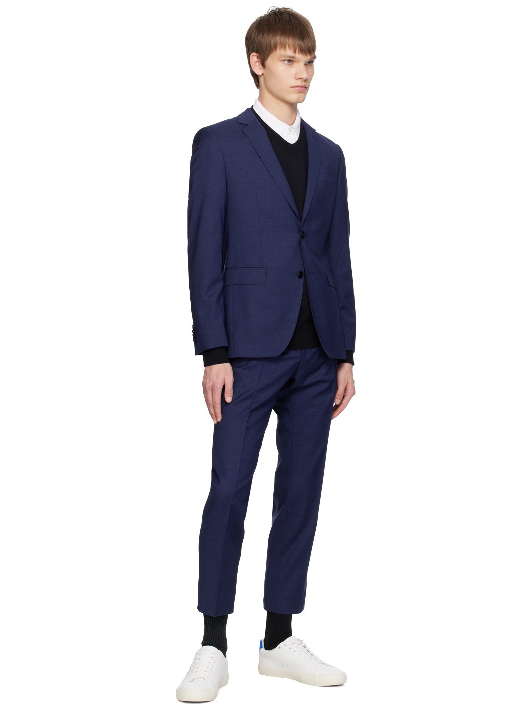 Navy Notched Lapel Suit - 5
