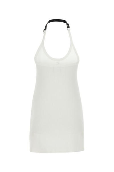 courrèges White stretch cotton fitted mini dress outlook