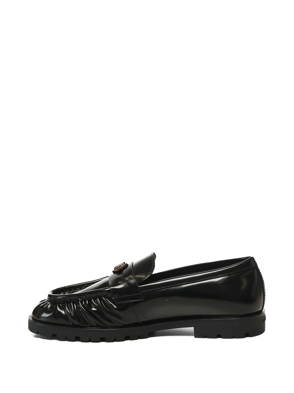 pleated logo-plaque loafers - 4