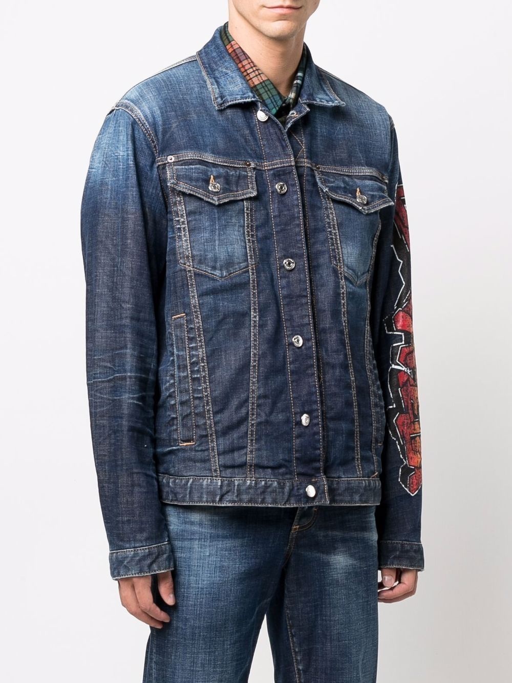 graffiti logo-print denim jacket - 3