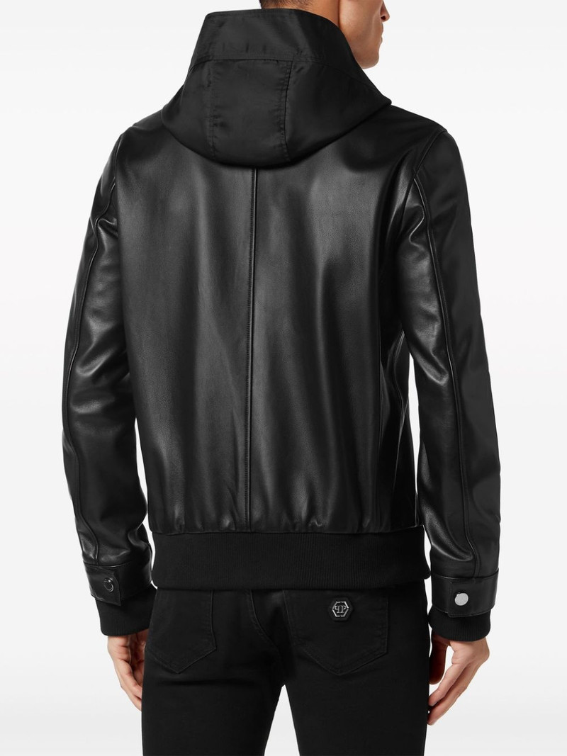 leather and satin hooded bomber jacket 3