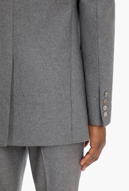 Heather gray wool blazer with double-breasted silver-tone buttoned closure - 9