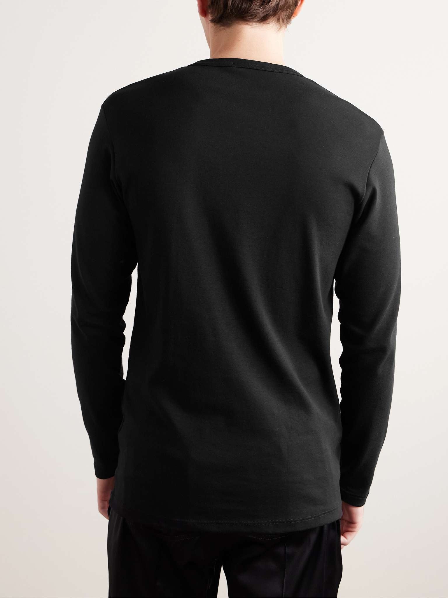 Stretch-Cotton Jersey Henley Pyjama T-Shirt - 3
