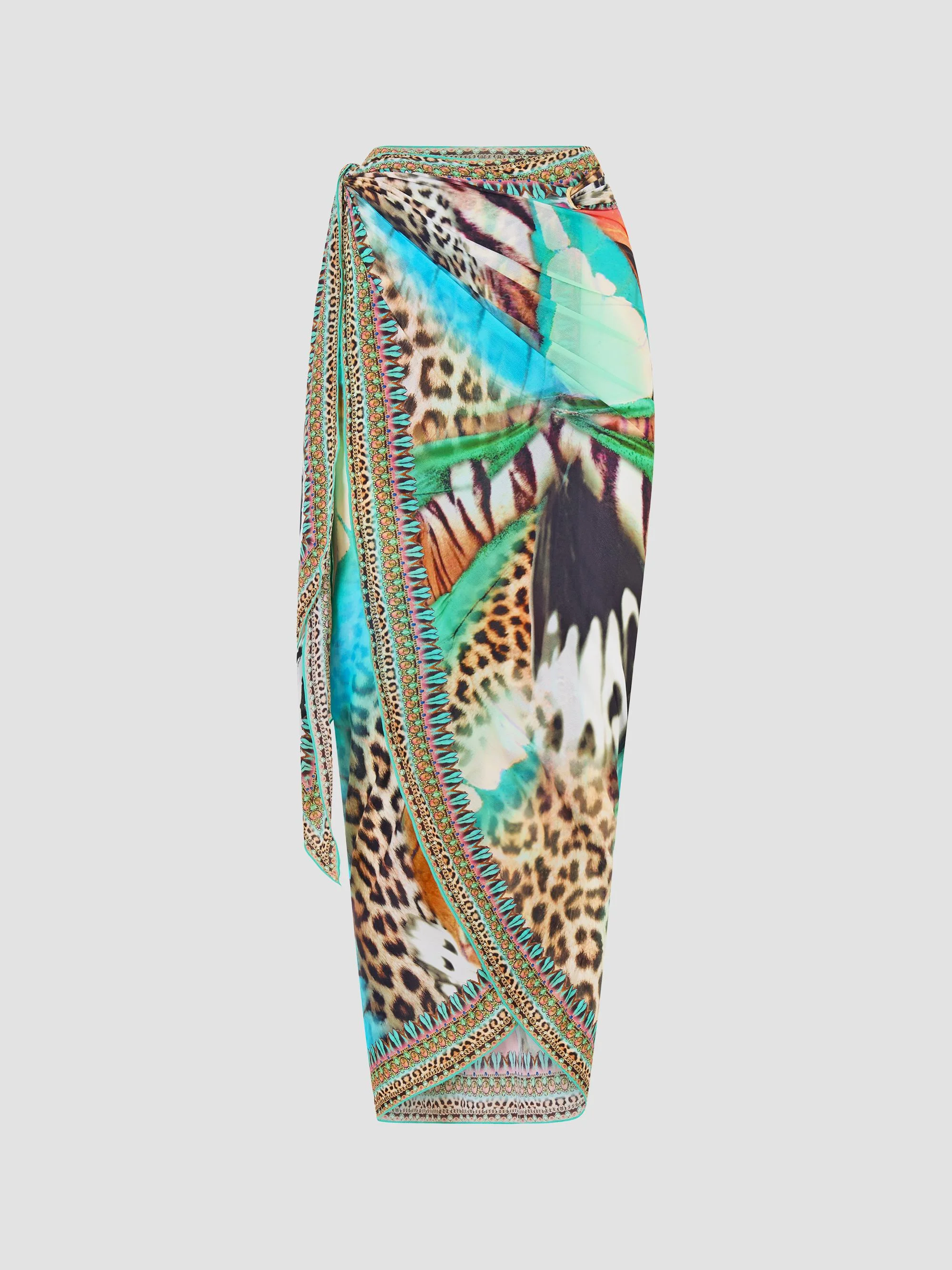 Women's Animal-Print Sarong Midi Skirt - Butterfly Bohemia - 1
