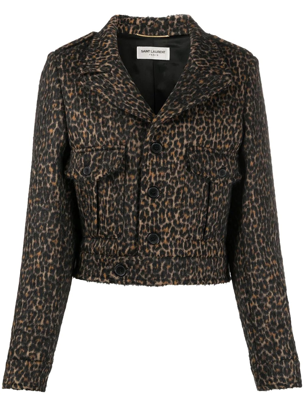 cropped leopard print jacket - 1