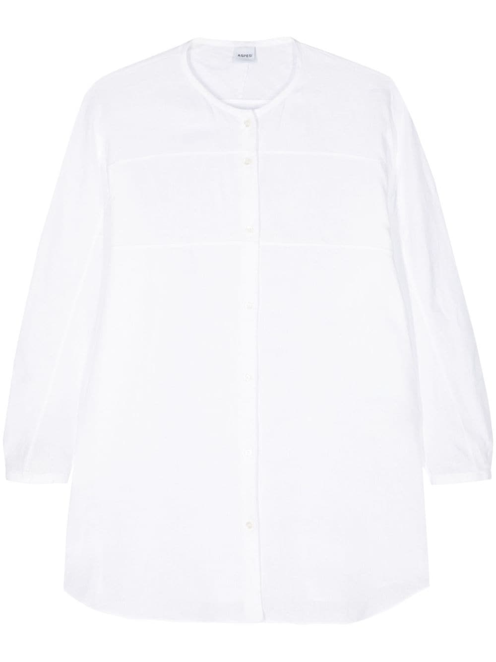 round-neck linen shirt - 1