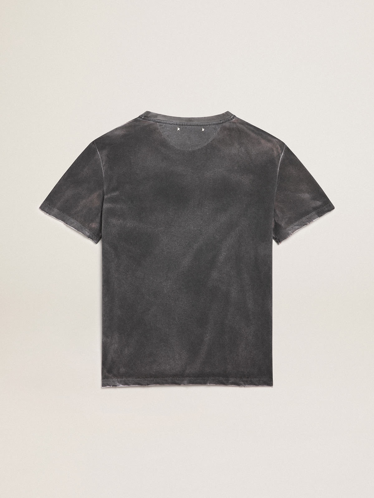 Women's gray T-shirt with print on the front - 6