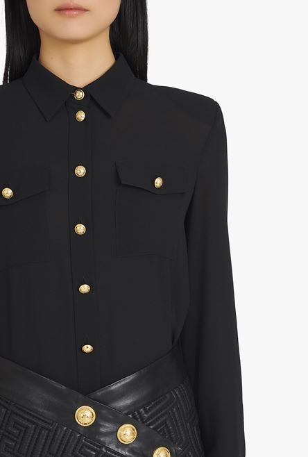 Black crêpe de Chine shirt - 6