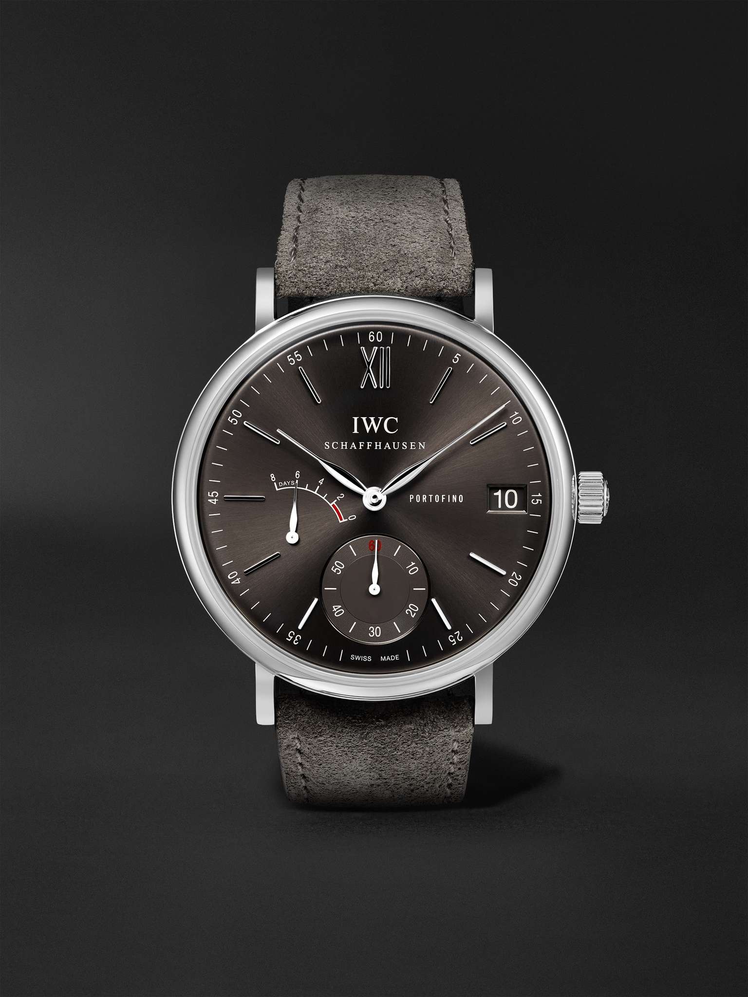 Portofino Hand-Wound Eight Days 45mm Stainless Steel and Suede Watch, Ref. No. IWIW510115 - 1