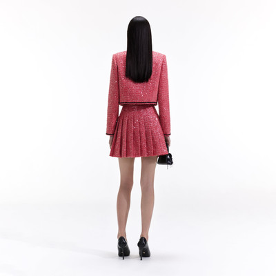 self-portrait Red Boucle Mini Skirt outlook