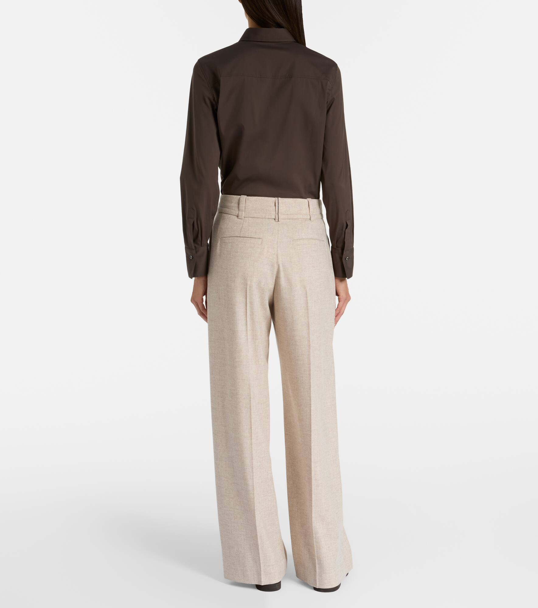 Belted wool and cashmere wide-leg pants - 3