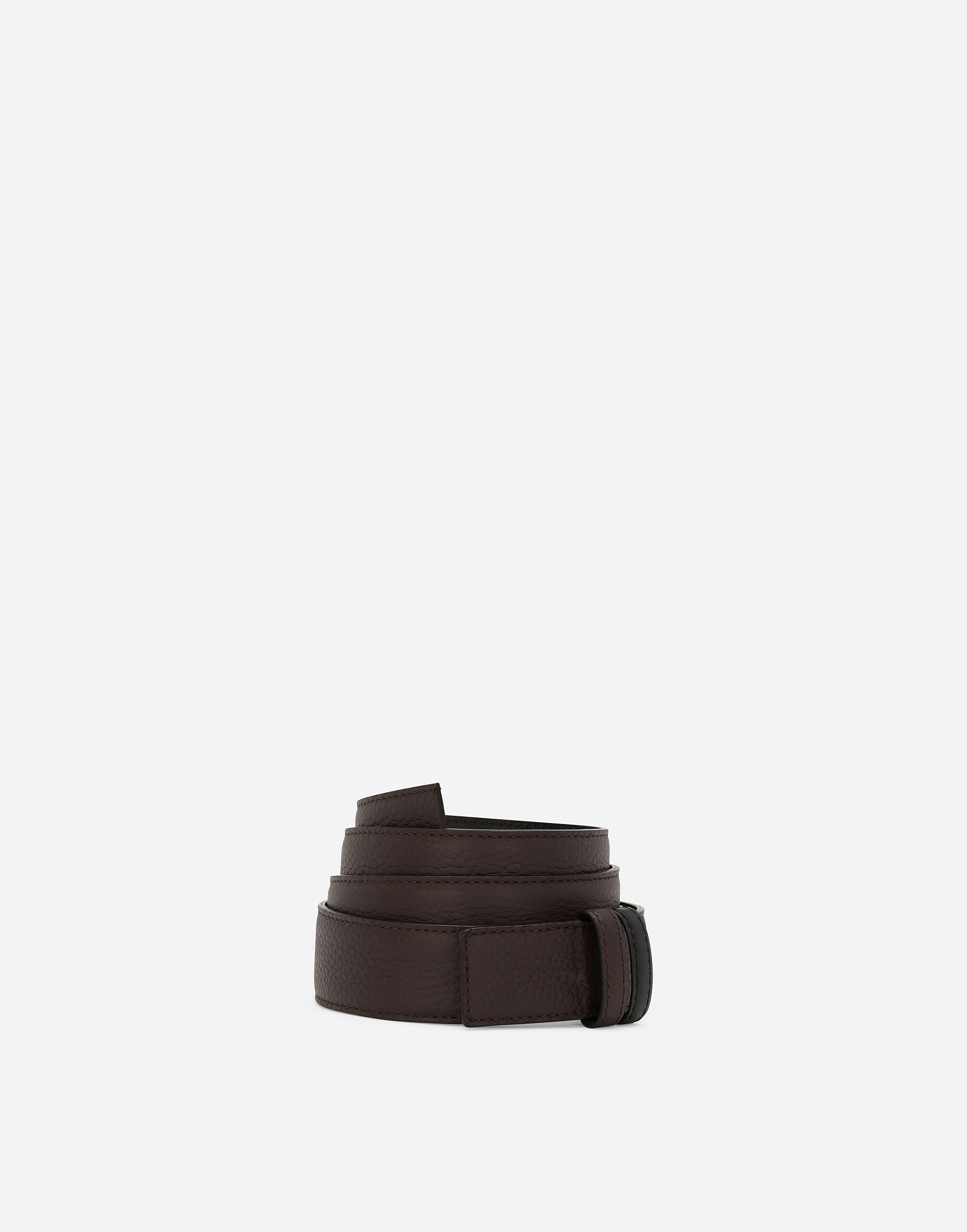 Reversible deerskin-print calfskin belt strap - 1