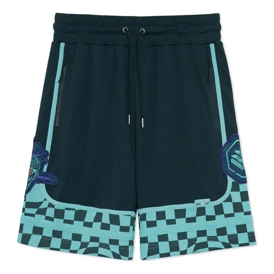 Li-Ning BadFive Checkerboard Basketball Competition Shorts 'Dark Blue Mint' AAPR589-2 - 1