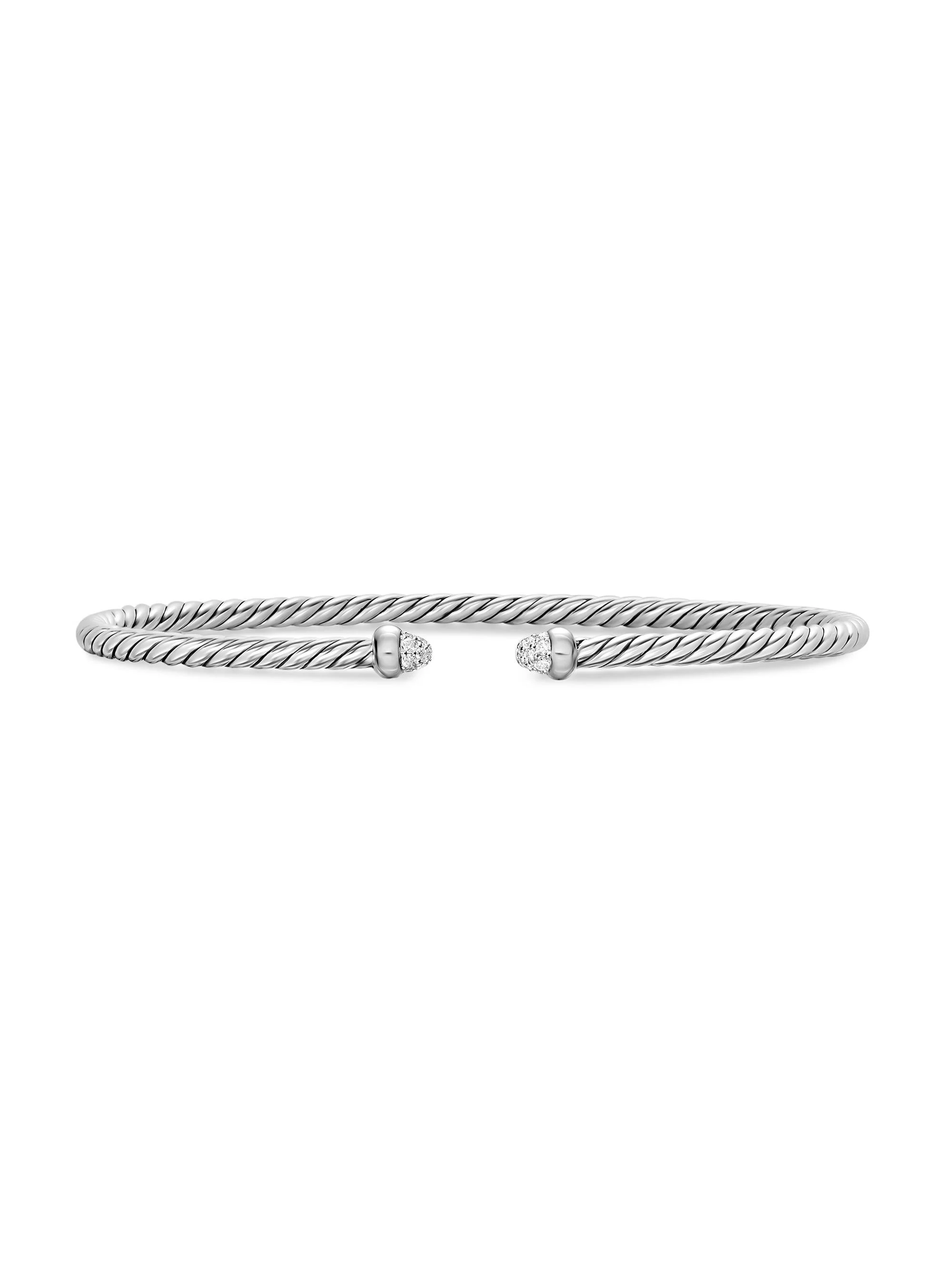 Women's Micro Cable Flex Bracelet in Sterling Silver - Diamond - 1