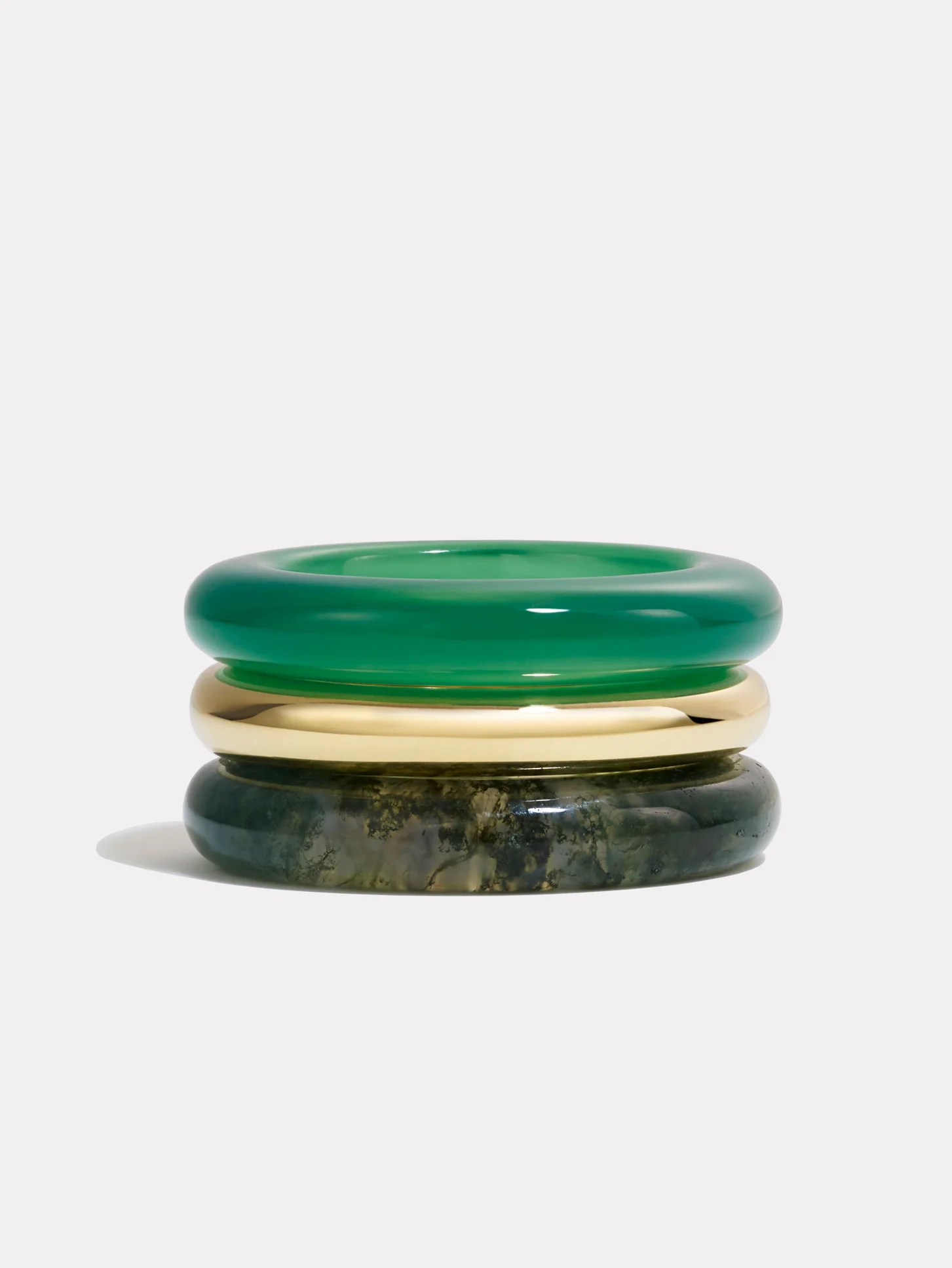 Stack_Stone Trilogy Gold Stack | Moss Agate & Green Chalcedony - 1
