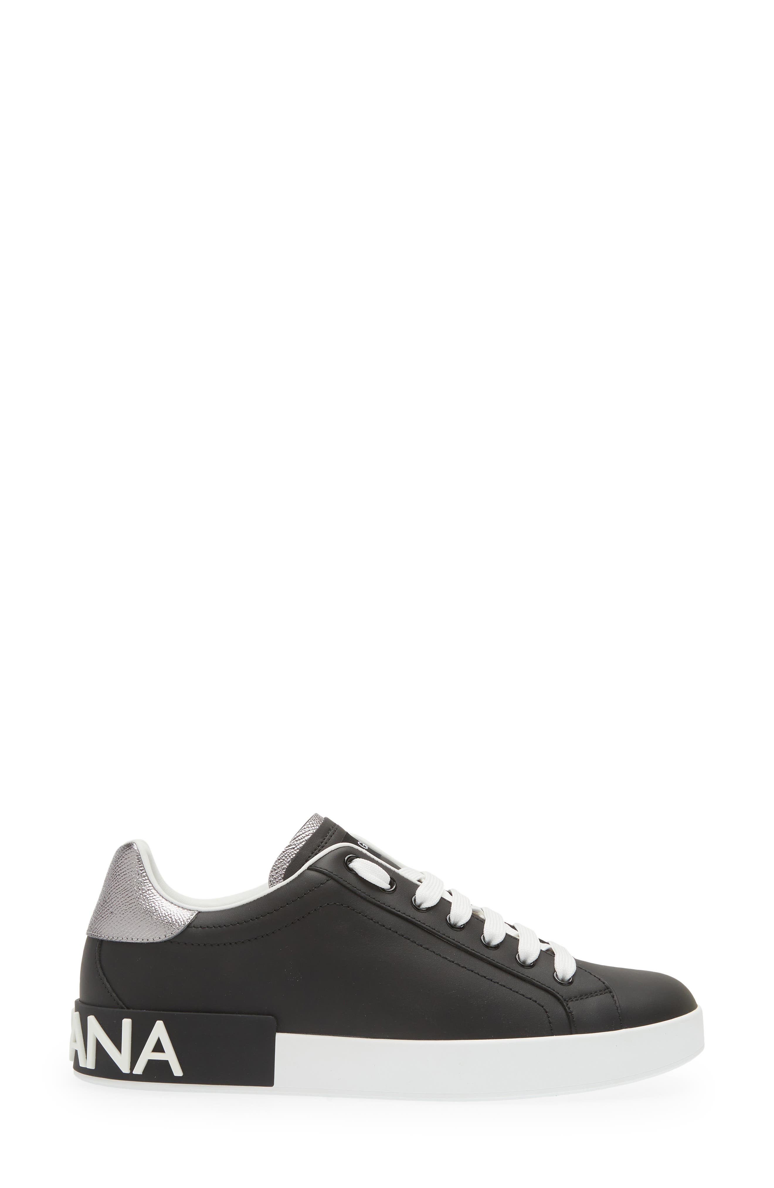 Dolce&Gabbana Portofino Sneaker in 8B979 Black/Silver at Nordstrom - 3