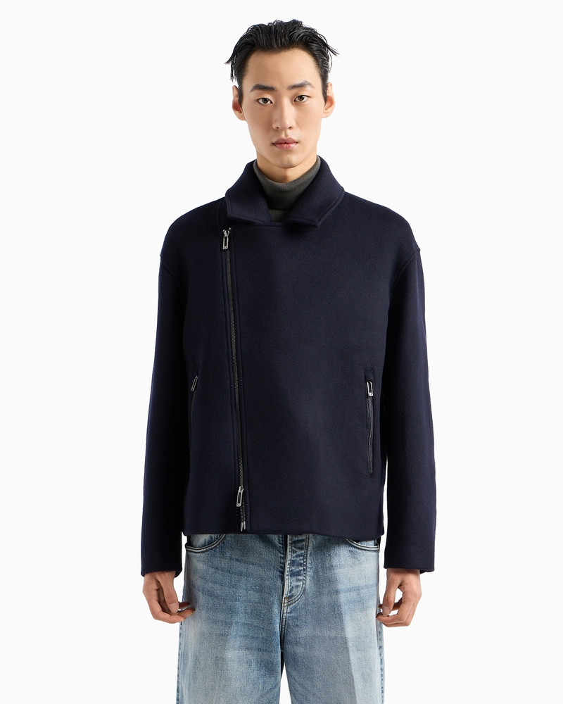 VIRGIN WOOL CLOTH BLOUSON WITH DIAGONAL ZIP 2