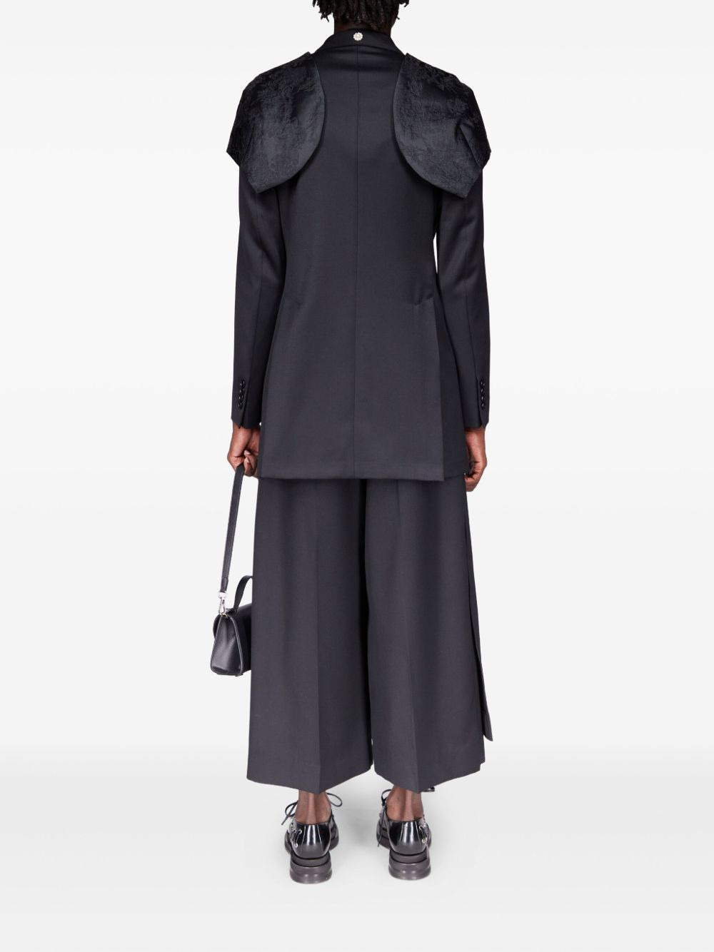 brocade-cape double-breasted jacket - 3