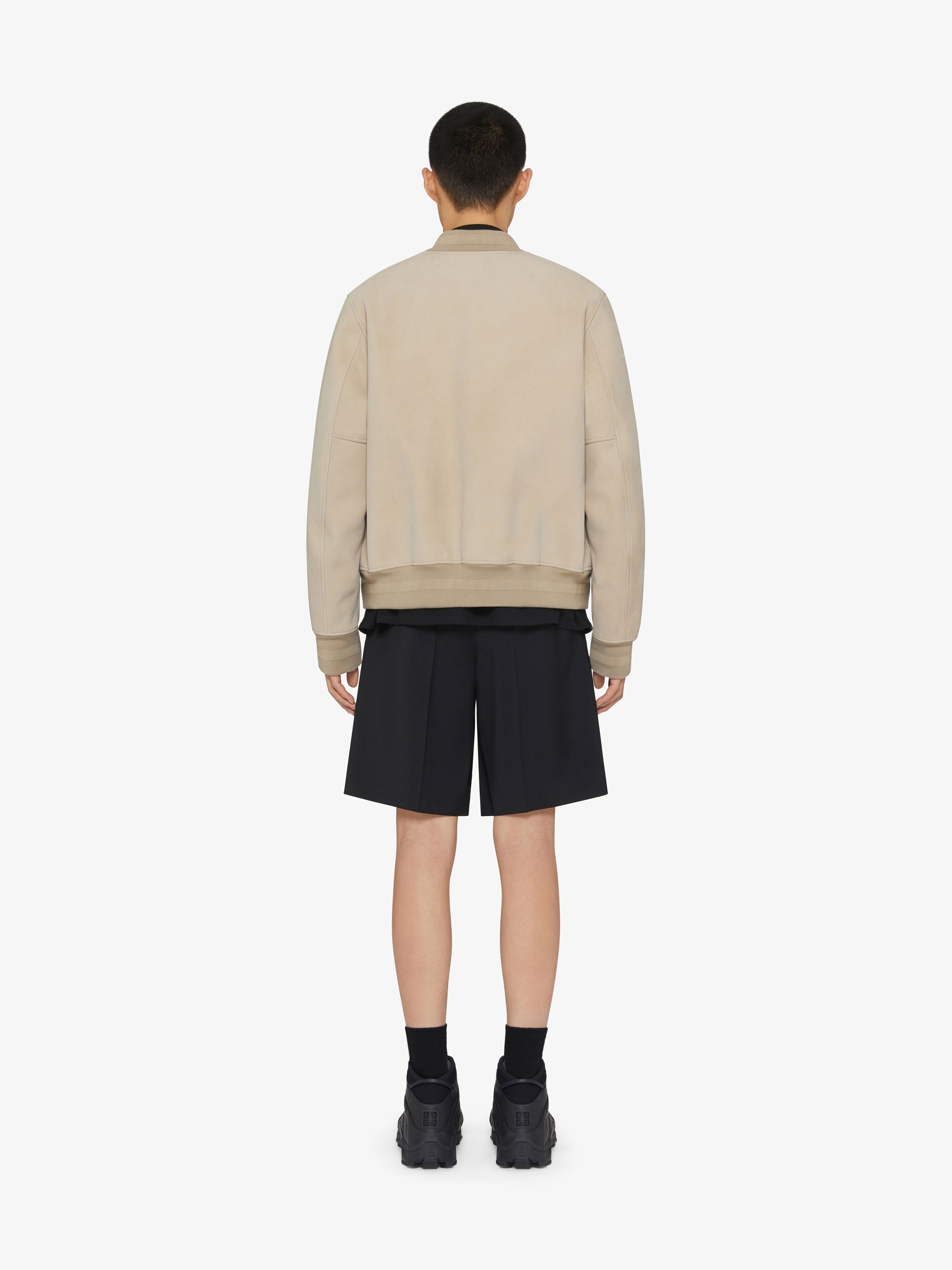 VARSITY JACKET IN GRAINED NUBUCK WITH 4G DETAIL - 4