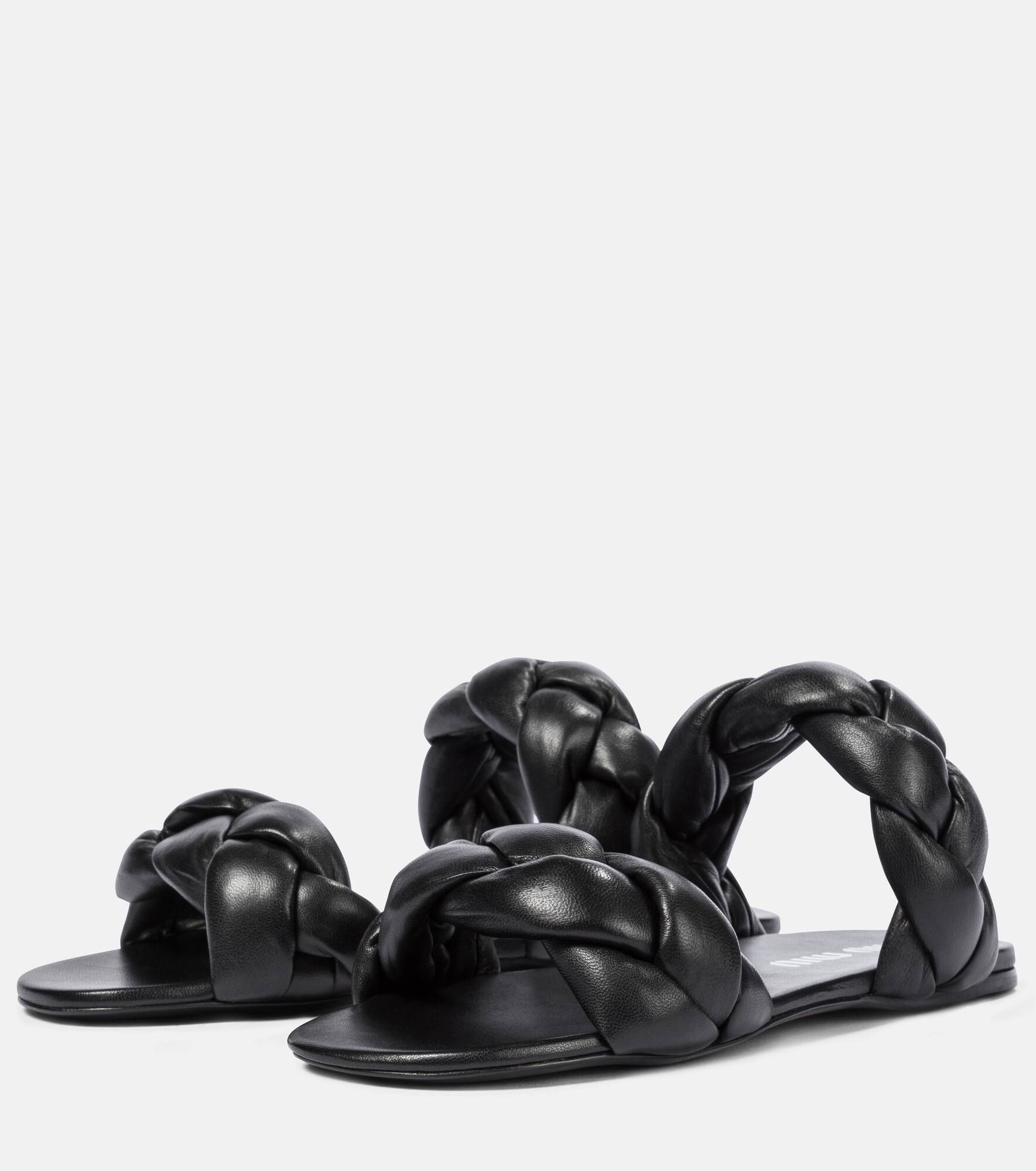 Braided leather slides - 5