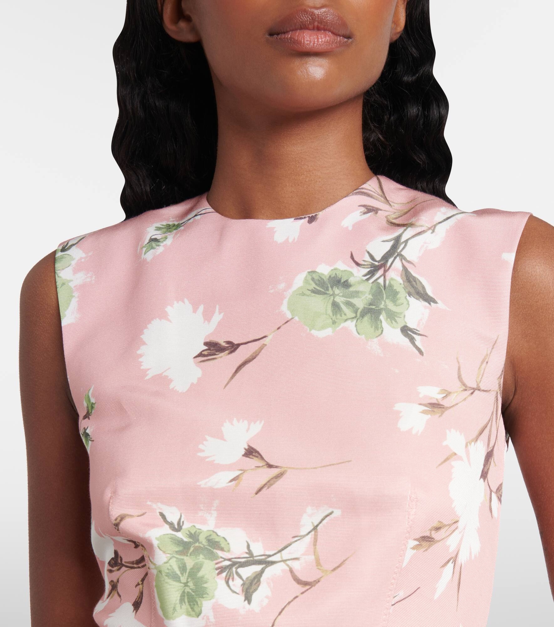Floral cotton-blend faille midi dress - 4