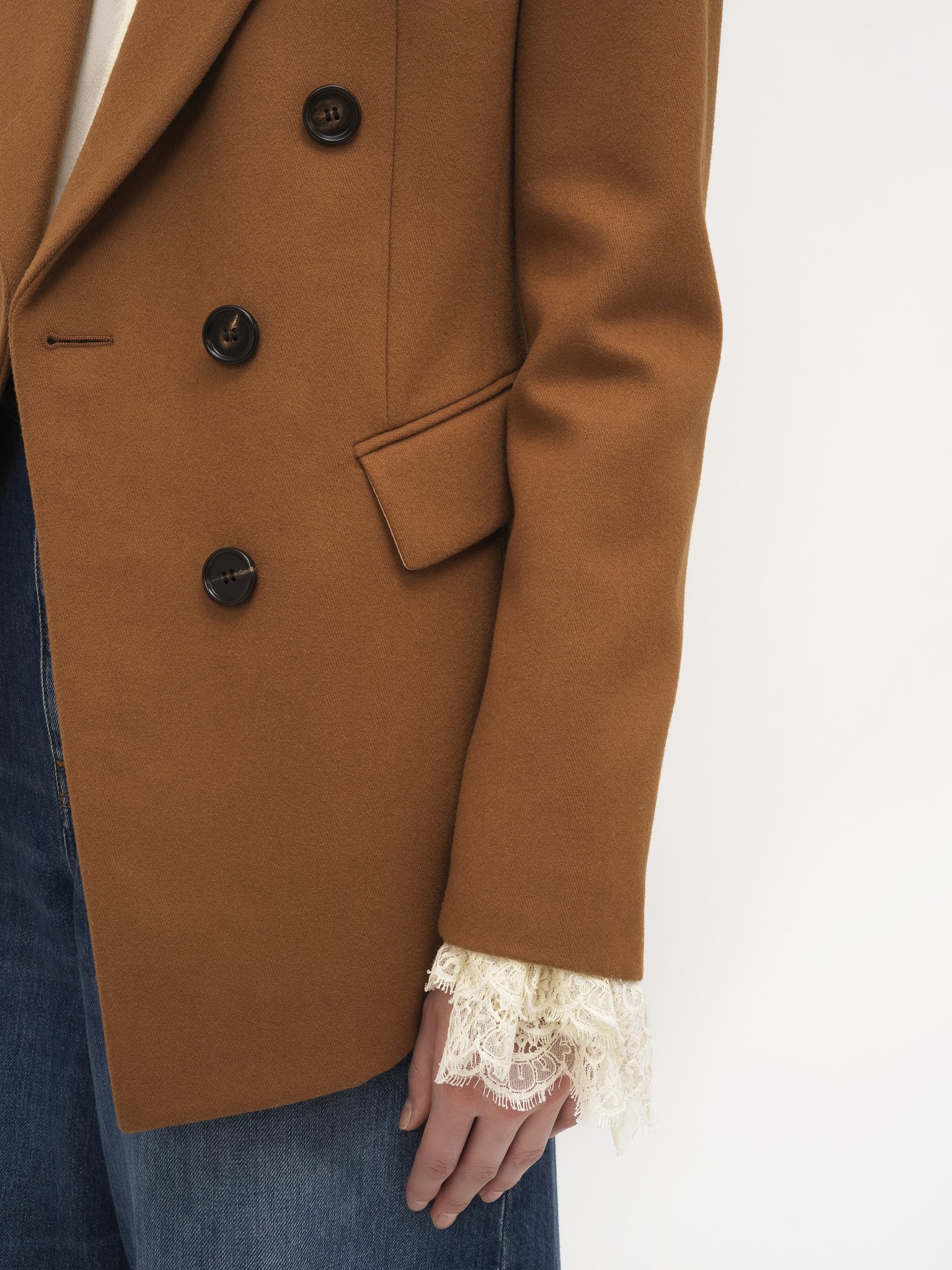 DOUBLE-BREASTED JACKET IN FLANNEL WOOL - 8