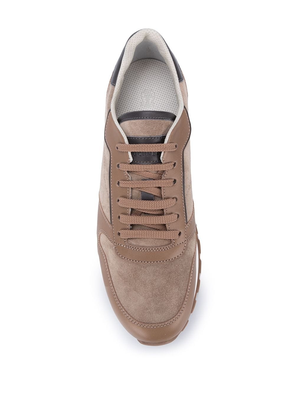 low-top suede panel sneakers - 4