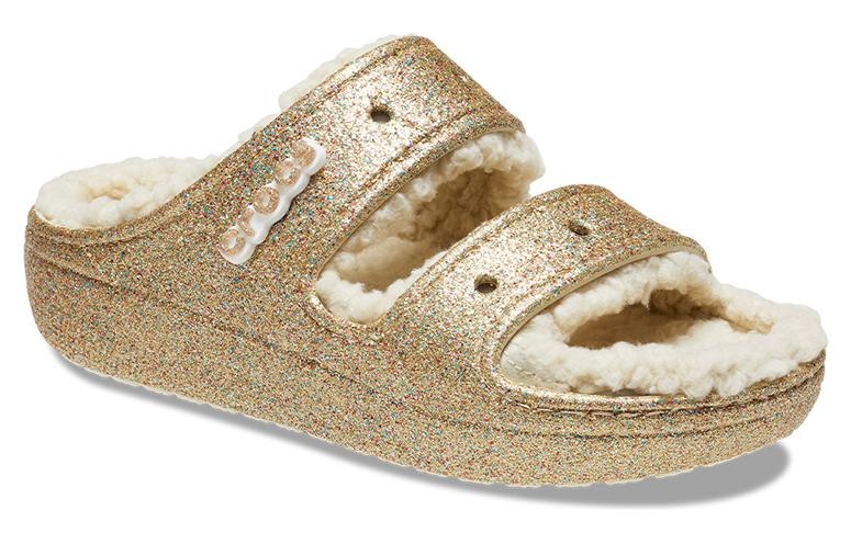 (WMNS) Crocs Classic Cozzzy Glitter Sandals 'Multi Gold' 208124-93S - 4