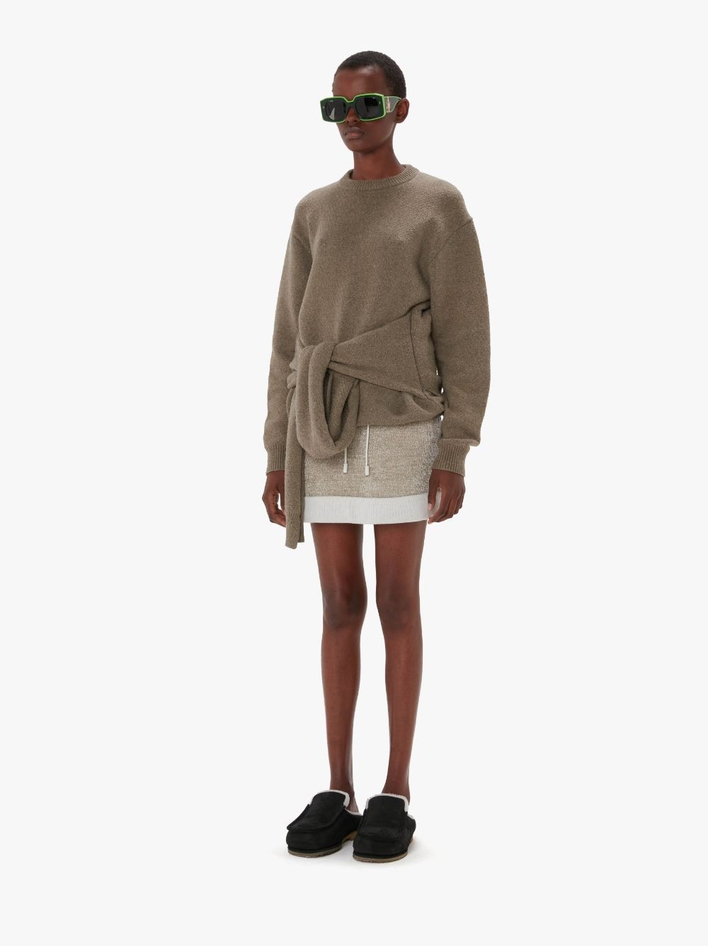 CONTRAST HEM CHENILLE MINI SKIRT - 4