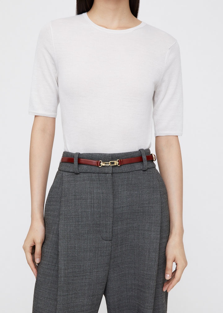 Totême Double clasp leather belt cognac | REVERSIBLE
