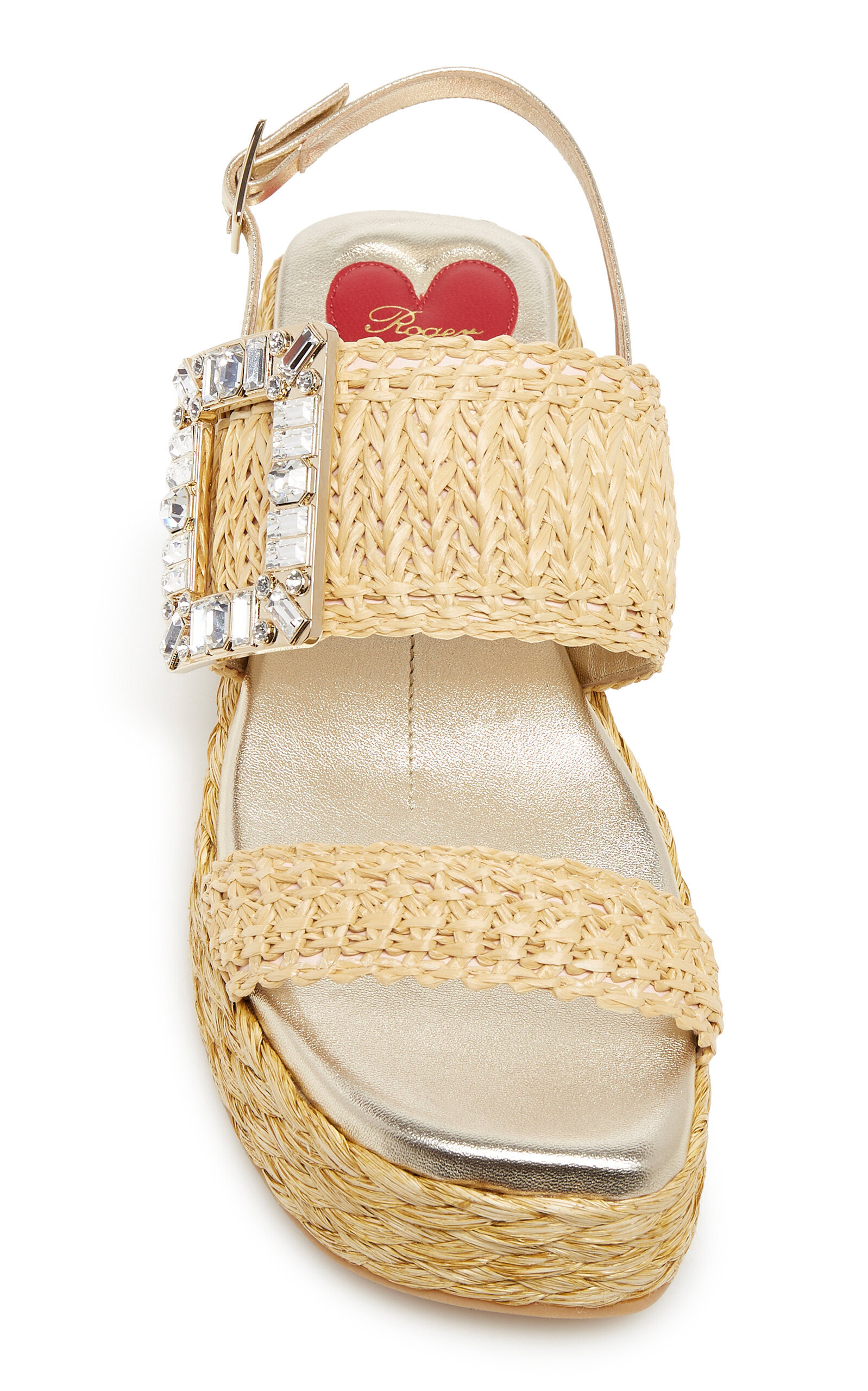 Buckle-Embellished Raffia Platform Sandals neutral - 3