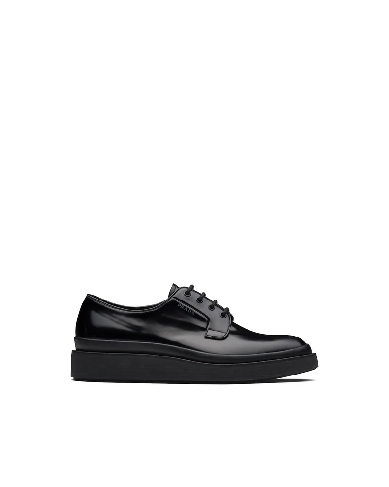 Prada Brushed leather laced Derby shoes outlook