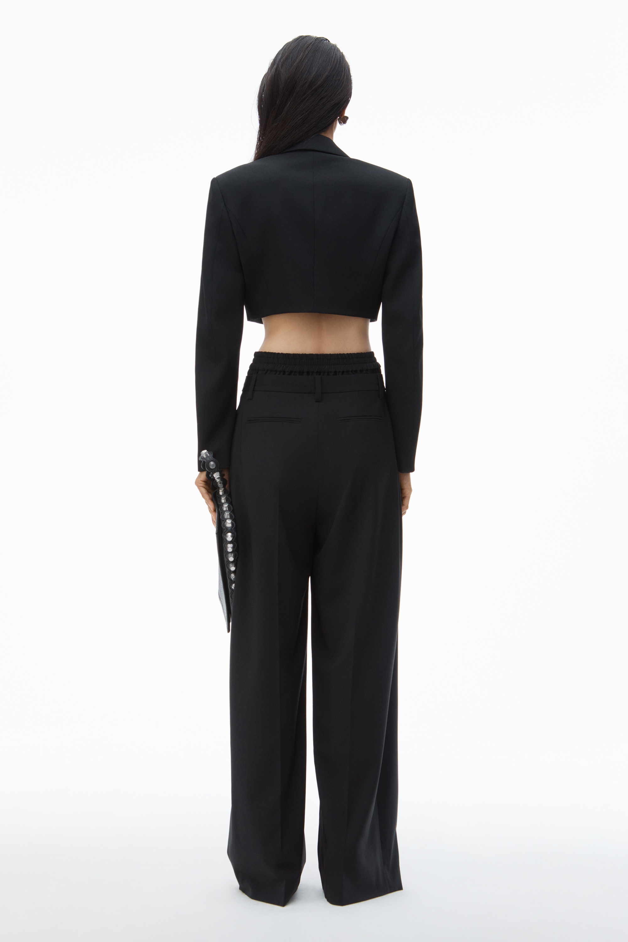 cropped tuxedo blazer in wool tailoring - 5