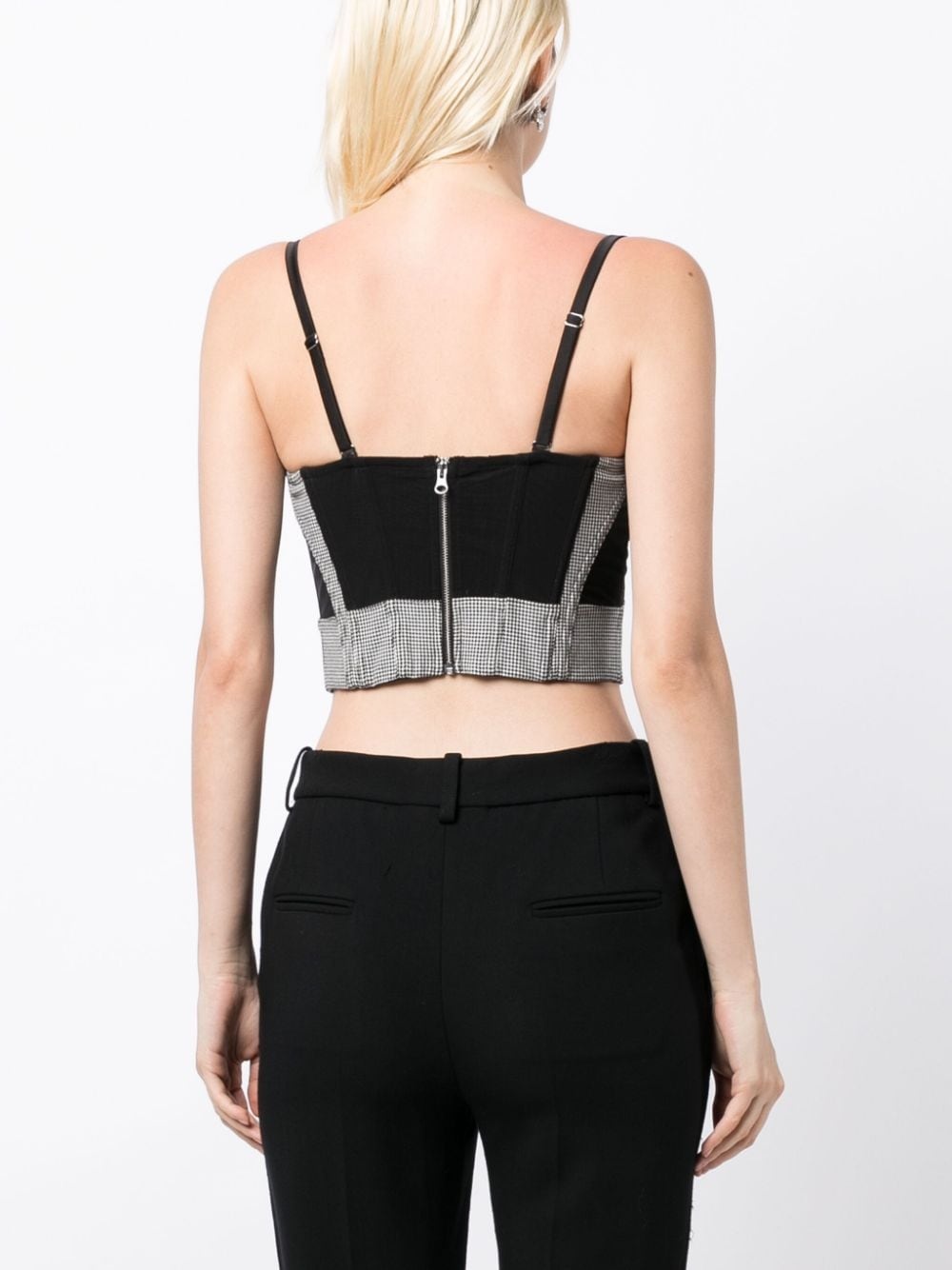 houndstooth-pattern bustier crop top - 4