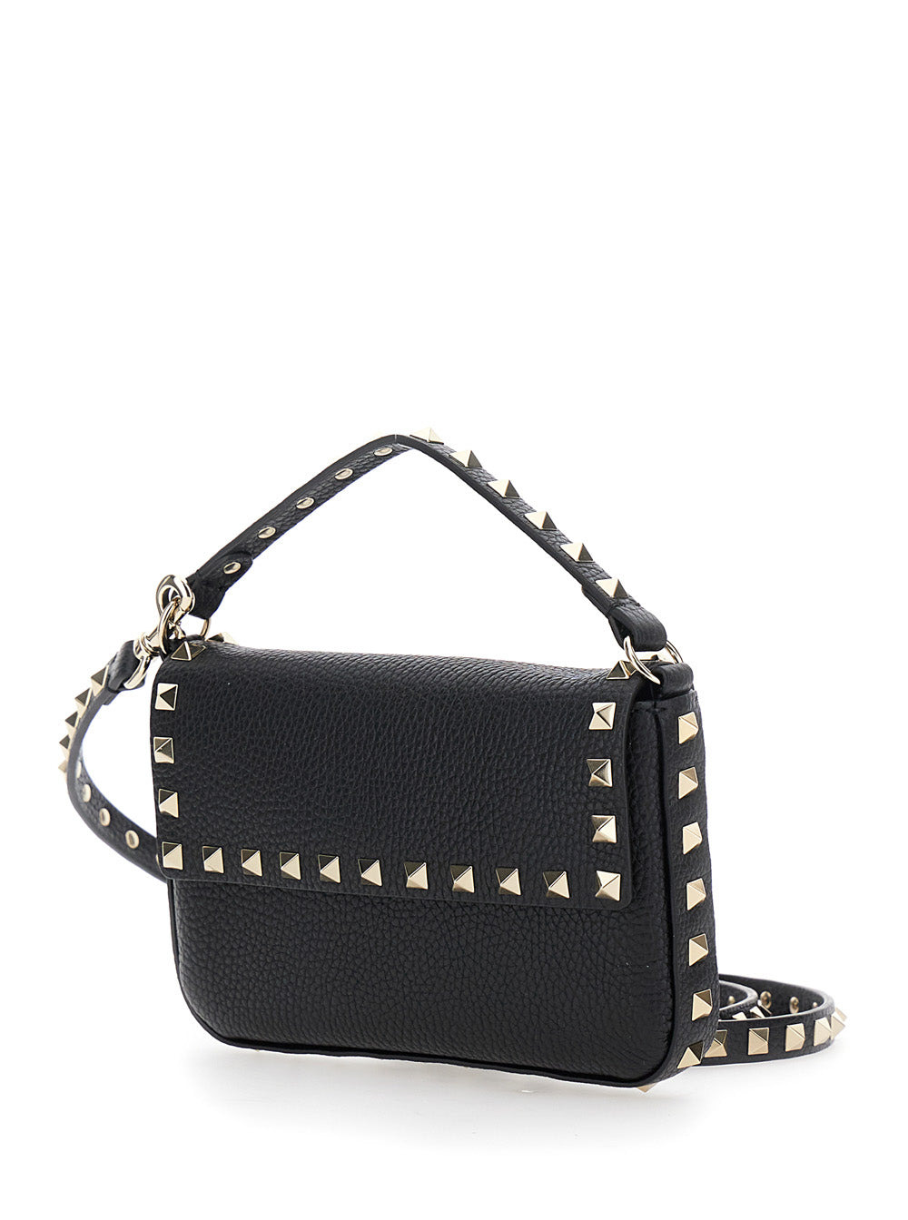 Valentino Garavani Women 'Rockstud' Black Mini Bag With Rockstud Embellishments And Removable Should - 2