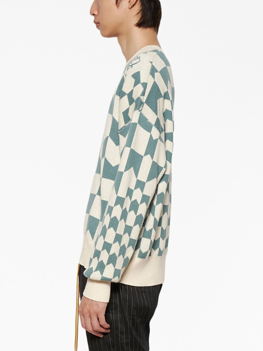 Racing monogram-intarsia jumper - 4