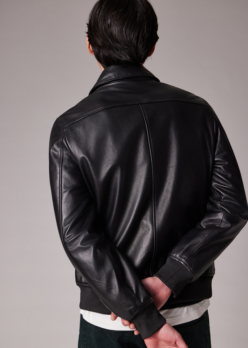 Black Leather Patch-Pocket Jacket 10