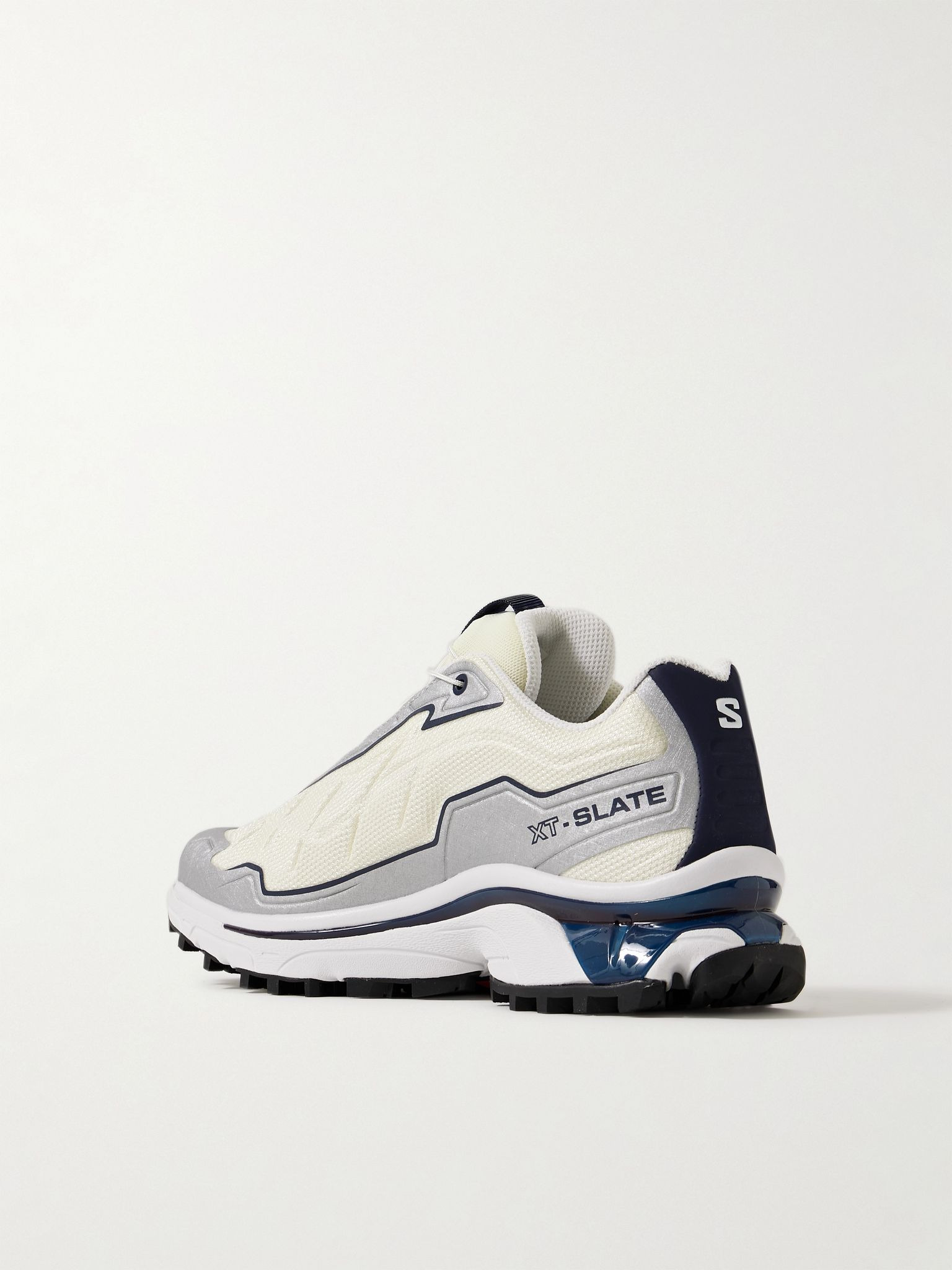 XT-SLATE Rubber-Trimmed Mesh Sneakers Ivory - 4