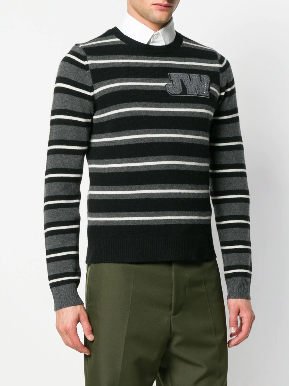 striped crew neck jumper - 3