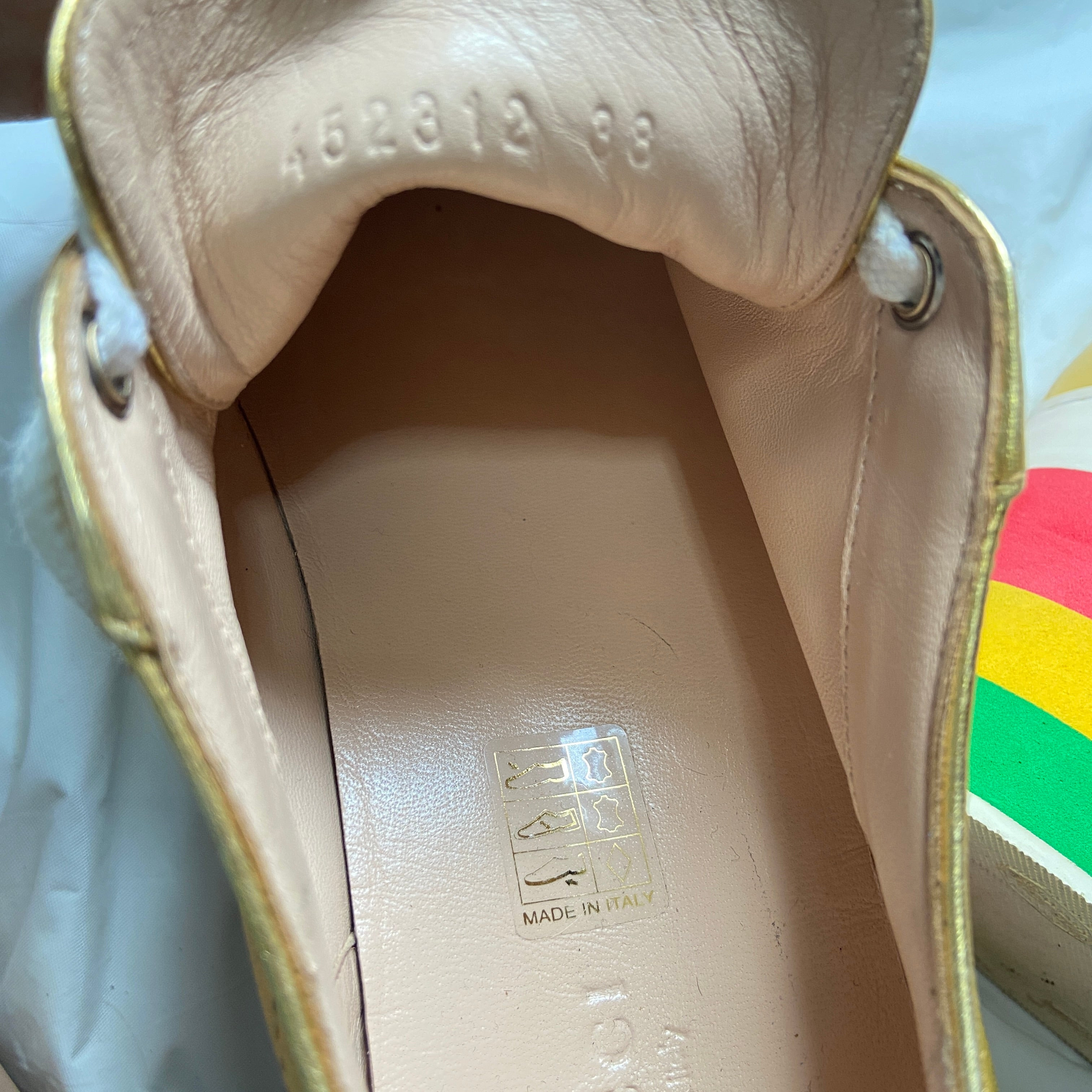 Gucci Peggy rainbow gold platform ace sneaker 38 - 9